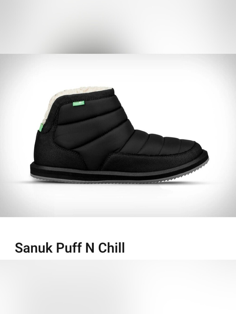 SANUK PUFF N CHILL ANKLE BOOTS . SIZE 10. EU 41. BLACK
